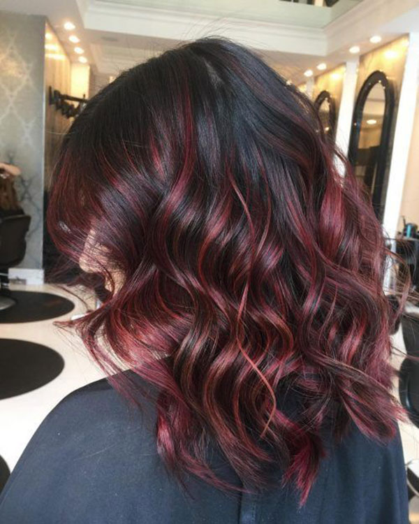 Dark Mocha with Red Highlights Red Highlights In Brown Hair