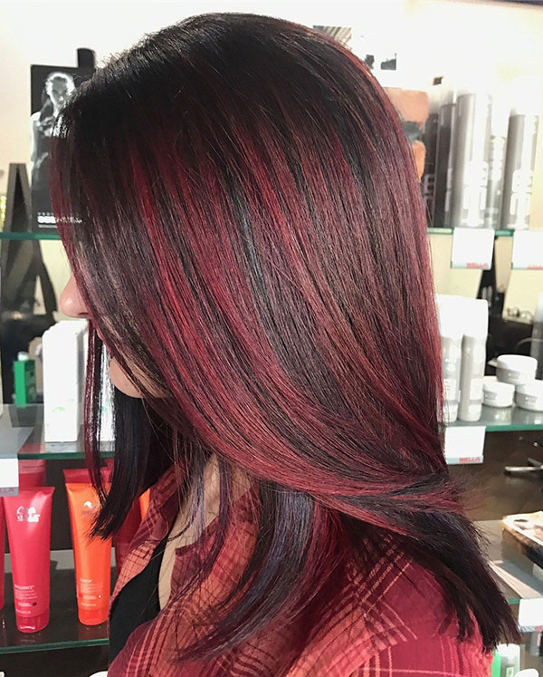 Burgundy Hair with Highlights